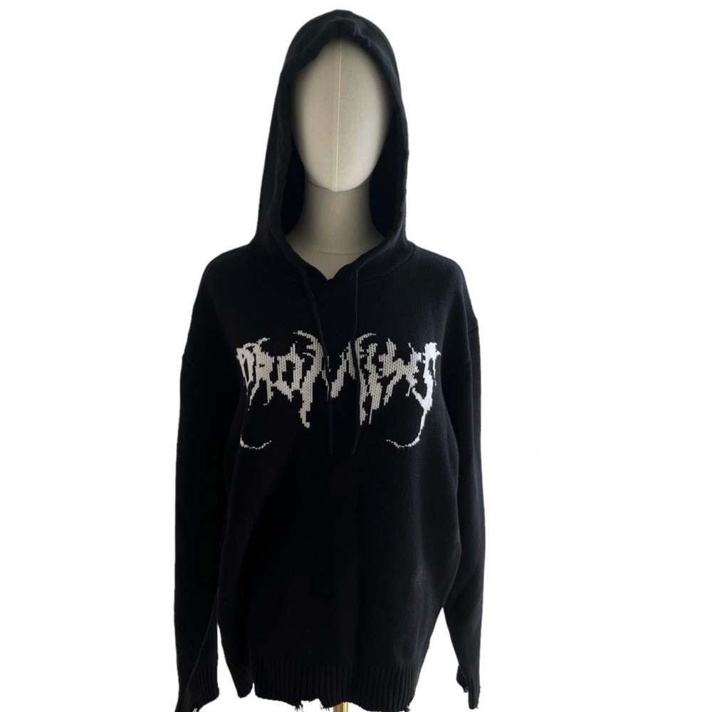 Broken Promises NWT Hoodie Graveyard Knit Sweater Top - Picture 13 of 13